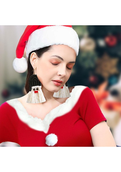 Örgülü Küpeler Noel Serisi Elbise Aksesuarı Parti Tatil Teen Siyah Püskül Için fiyatları