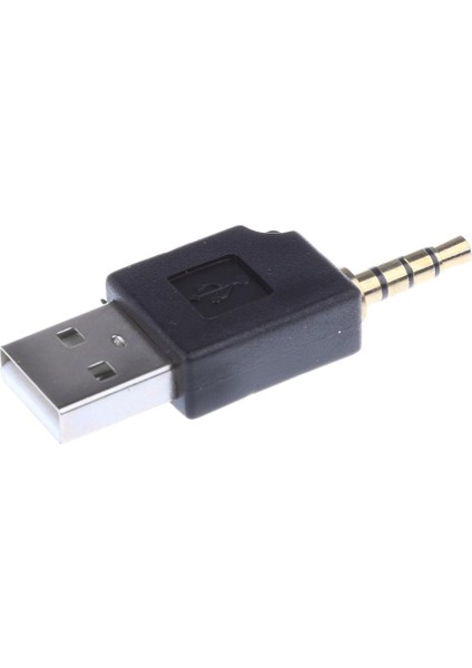 2 In 1 USB Veri Senkronizasyon Şarj Adaptörü 3.5mm Ipod Shuffle Için 1. 2. Siyah