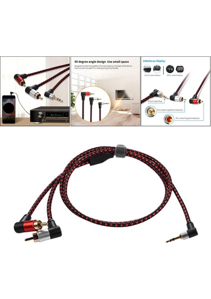 3.5mm Erkek 2rca Erkek Stereo Ses Kablosu Y Splitter Adaptörü Kablosu Kablosu 1 Metre fiyatları