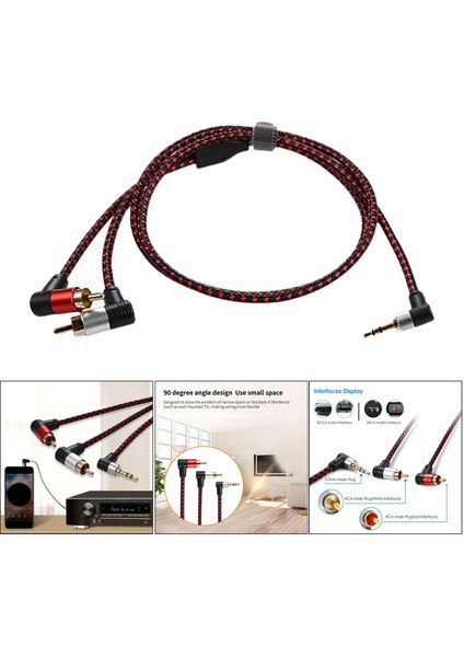 3.5mm Erkek 2rca Erkek Stereo Ses Kablosu Y Splitter Adaptörü Kablosu Kablosu 1 Metre modelleri