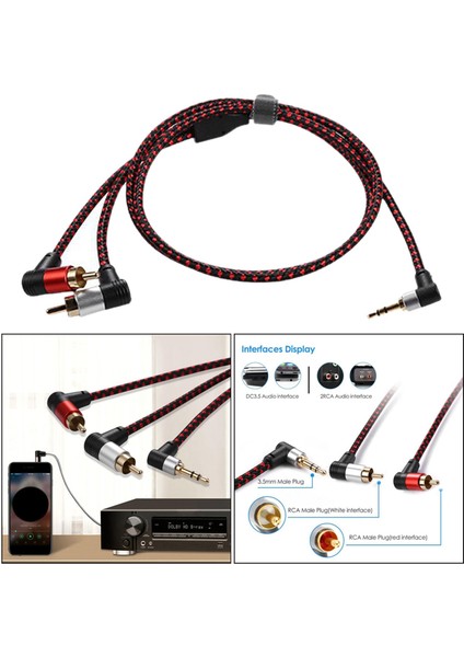 3.5mm Erkek 2rca Erkek Stereo Ses Kablosu Y Splitter Adaptörü Kablosu Kablosu 1 Metre indirimleri