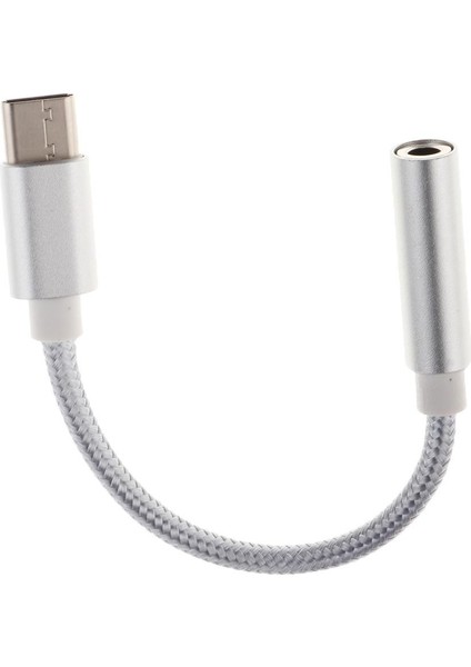 USB Tipi C'ye 3.5mm Ses Kulaklık Kablosu Şarj Adaptörü Kurşun Gümüş fırsatları