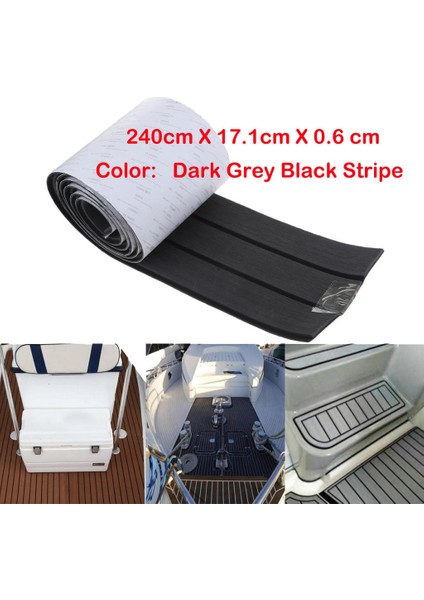 Tekne Döşeme Mat Faux Teak Decking Yat Levha Pad Koyu Gri Siyah Şerit