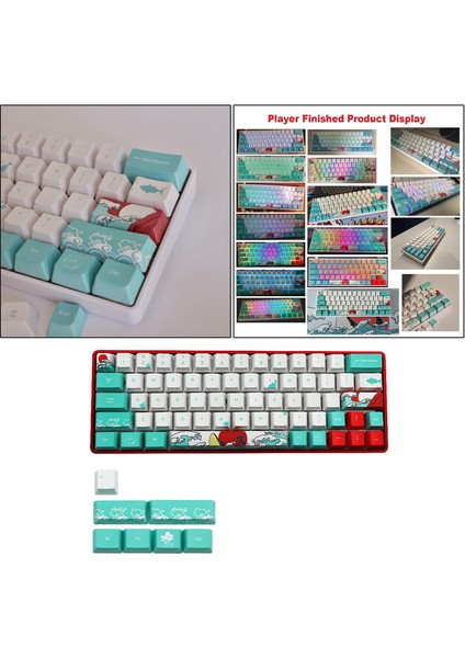 Mercan Deniz Ukyo-E Kiraz Mx Klavye Için Dy-Sub Pbt Keycaps Dıy Ingilizce