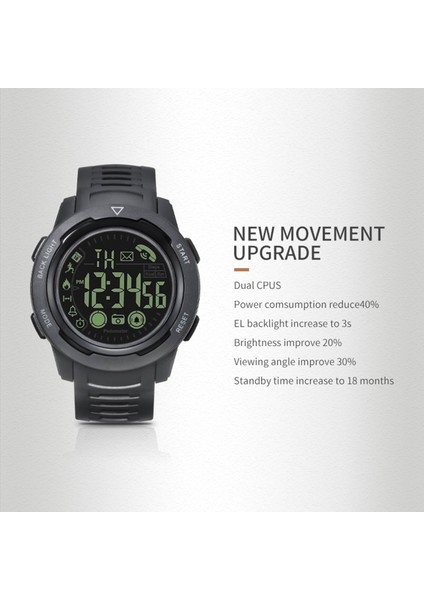 Erkekler Erkek Spor Süper Zorlu Akıllı Spor Bluetooth Izle Açık Güzel Siyah