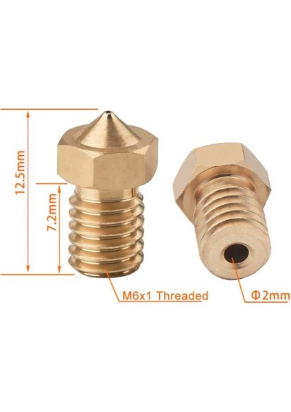 0.2 mm V6 Pirinç Nozzle