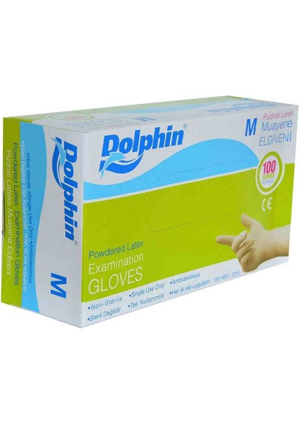 Pudralı Beyaz Latex Eldiveni Orta Boy (M) 100 Lü Paket