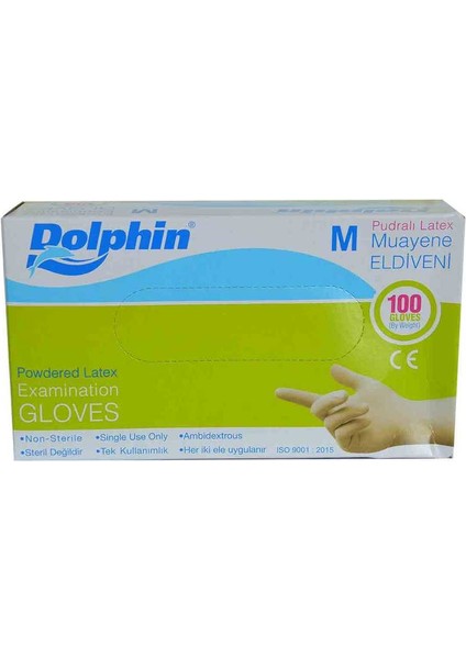 Pudralı Beyaz Latex Eldiveni Orta Boy (M) 100 Lü Paket