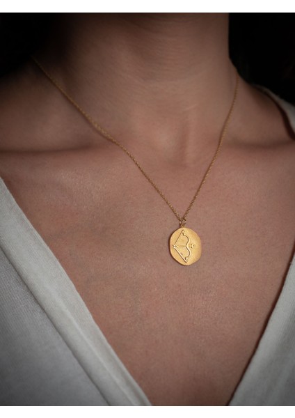 ’den 925 Ayar Gümüş & Antik Altın Kaplamalı Burç Kolyeleri-Yay