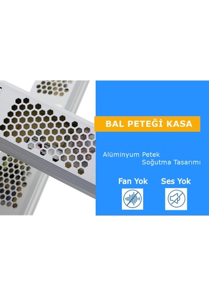 Ultra Slim 5 Amper Sessiz Şerit LED Trafosu Alüminyum Kasa 12V LED Trafo Adaptör