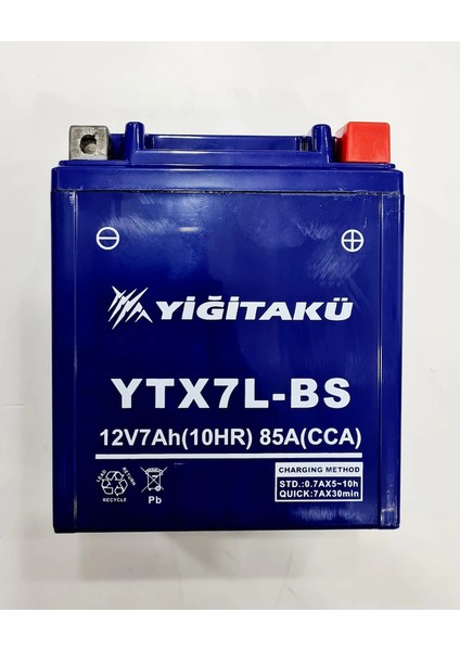 Yiğit Akü 12V 7AH Amper YTX7L Bs Akü Activa Cbf BOXER150 Akü