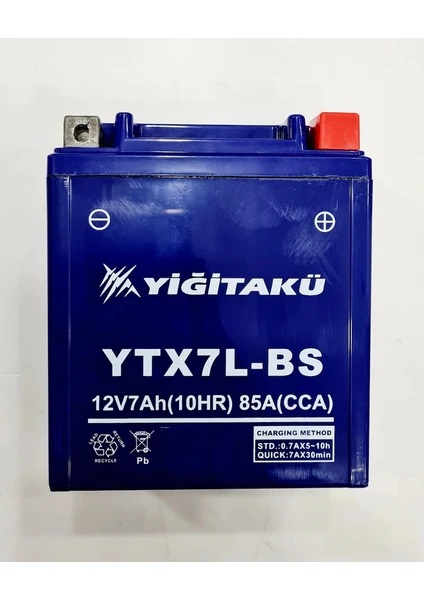 Yiğit Akü 12V 7AH Amper YTX7L Bs Akü Activa Cbf BOXER150 Akü