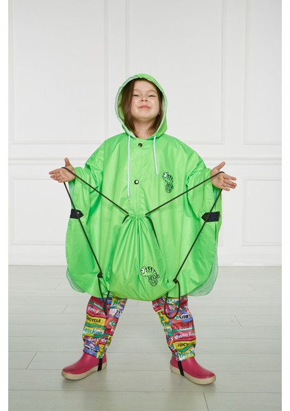 Çocuk Neon Fıstık Yeşili Yağmurluk