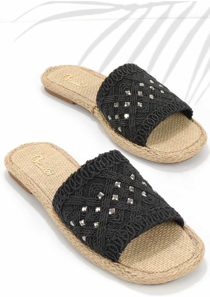 Siyah Örgü Kadın Terlik K048740134