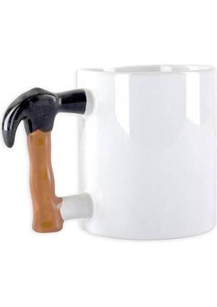 Ilginç Hediyelik Çekiç Kulplu Tasarımlı Seramik Kupa Bardağı
