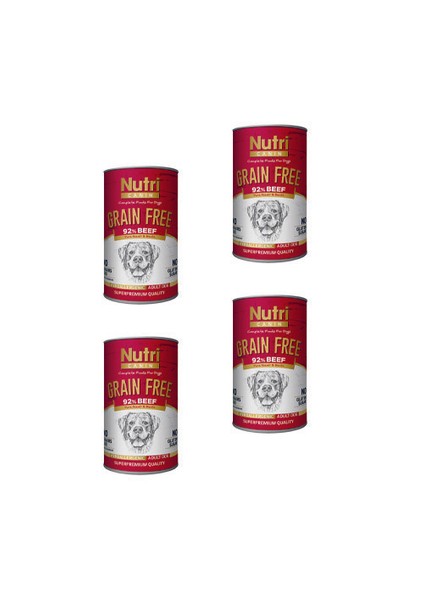 %92 Sığır Etli 400GR Tahılsız Adult Yaş Köpek 4 Adet