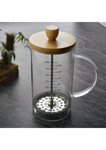 Bambu Kapaklı 1000 ml Ölçekli French Press - THN68111