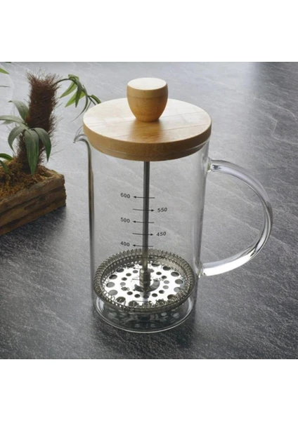 Bambu Kapaklı 600 ml Ölçekli French Press - THN68110