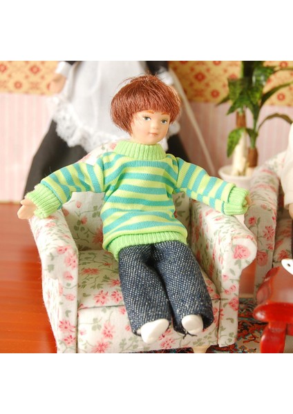 1/12 Dollhouse Mini Porselen Bebek Kahverengi Saç Green Sweater Küçük Çocuk (Yurt Dışından) fiyatları