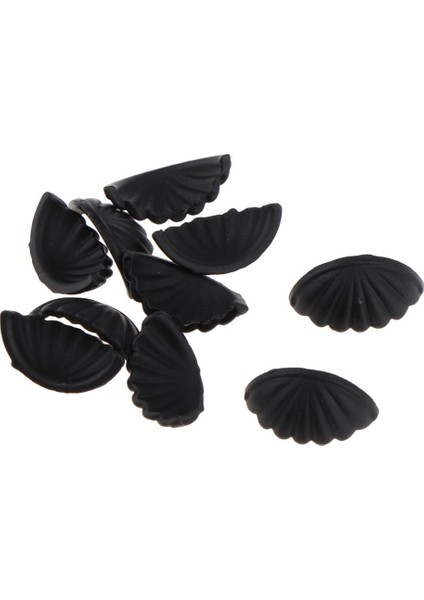 10 Adet 1/6 Dollhouse Minyatür Kabuk Şekli Kapı Kolları Doorknobs Siyah Accs (Yurt Dışından)