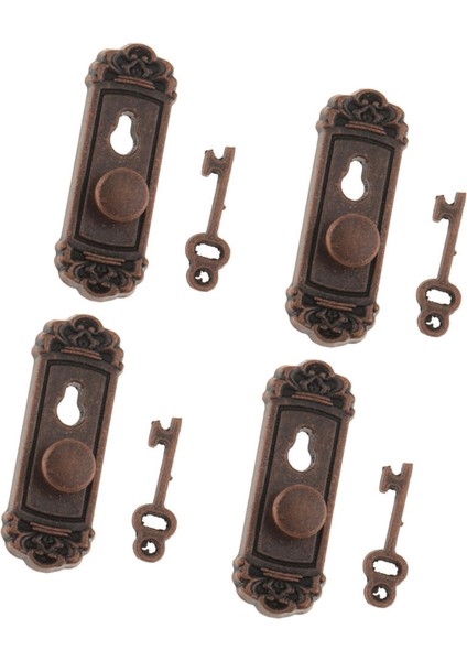 4 Parça 1/12 Dollhouse Minyatür Vintage Kapı Kilitleri ile Anahtarları - Bronz (Yurt Dışından)