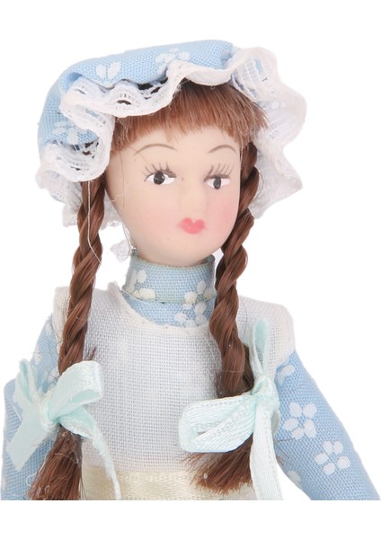 Dollhouse Minyatür Porselen Bebekler Örgülü Saç Standlı Küçük Hizmetçi Kız (Yurt Dışından) modelleri