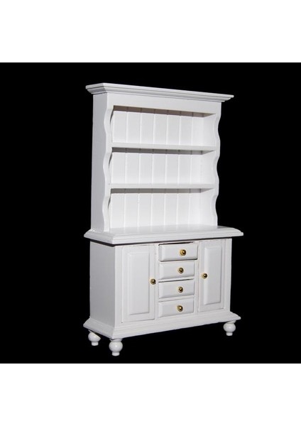 Yeni Ahşap Kitaplık Kabine Raf 1:12 Dollhouse Minyatür Mobilya Beyaz (Yurt Dışından)