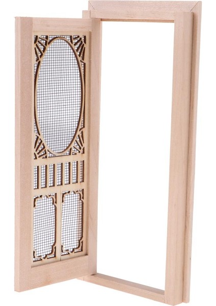 2 Adet 1/12 Ahşap Harici Hollow Ekran Tek Kapı Bebekler Ev Dıy Dekor Için (Yurt Dışından)