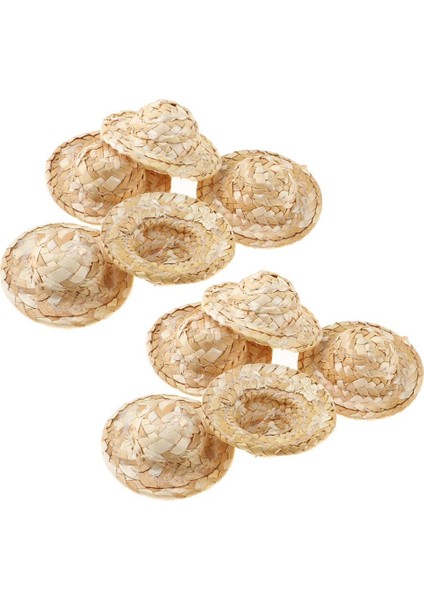 10 Adet Minyatür Hasır Şapka El Sanatları Için 1/12 Bebek Evi Bahçe Dekorasyon Için (Yurt Dışından)