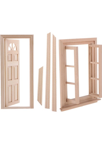 Mini Boyasız Pencere Çerçevesi ve Kapı 1/12 Dollhouse Mobilya Aksesuarları Için (Yurt Dışından)