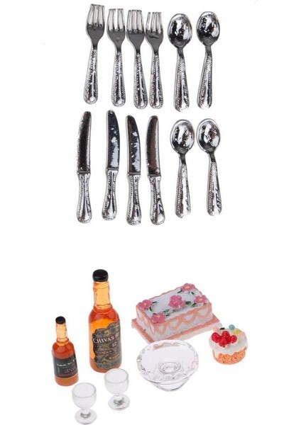 Prettyria 6 Adet Mutfak Gıda ve 12 Adet Sofra 1/12 Dollhouse Minyatür Modeli (Yurt Dışından)
