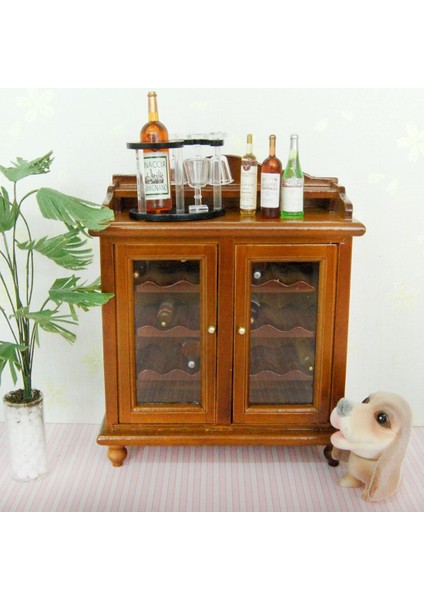1/12 Dollhouse Minyatür Ahşap Şarap Dolabı ve Şarap Rafı Ev Mobilya Dekor (Yurt Dışından)