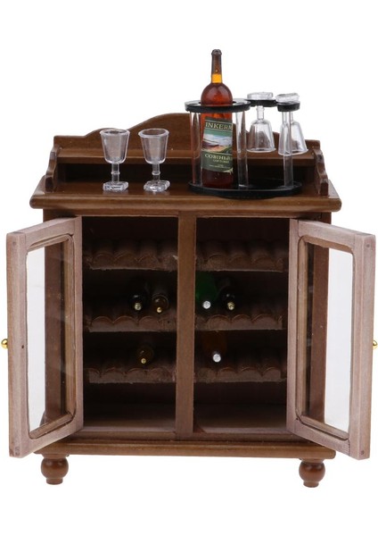 1/12 Dollhouse Minyatür Ahşap Şarap Dolabı ve Şarap Rafı Ev Mobilya Dekor (Yurt Dışından)