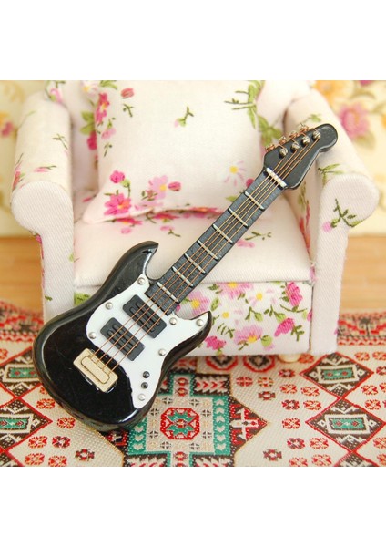 Prettyia 2 Parça Ahşap Gitar Müzik Enstrüman 1/12 Dollhouse Minyatür (Yurt Dışından)