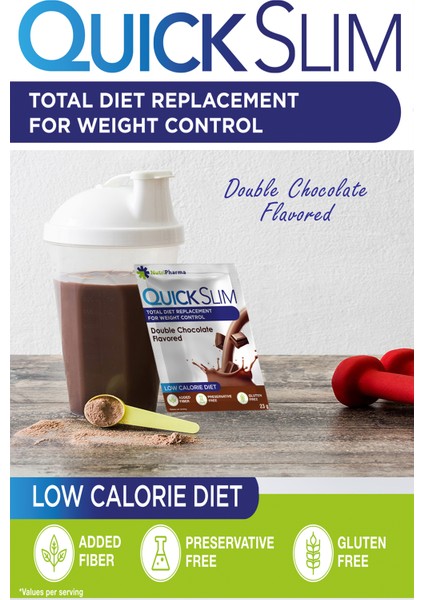 Quick Slim Çikolata (Double Chocolate) Aromalı, 23G X 30 Saşe