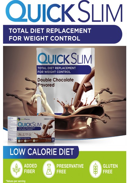 Quick Slim Çikolata (Double Chocolate) Aromalı, 23G X 30 Saşe