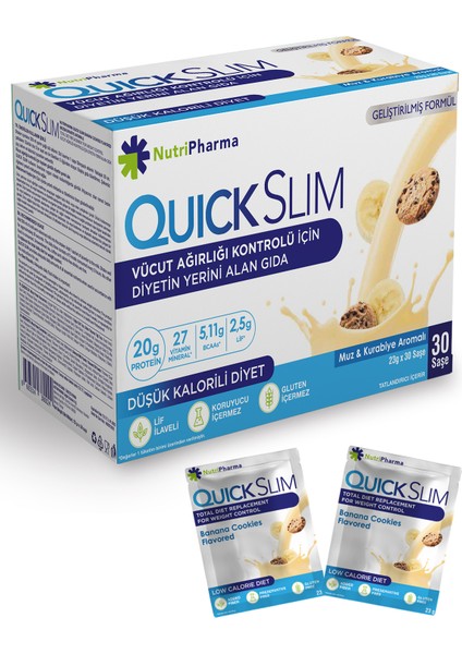 Quick Slim Muz (Banana Cookies) Aromalı, 23G X 30 Saşe