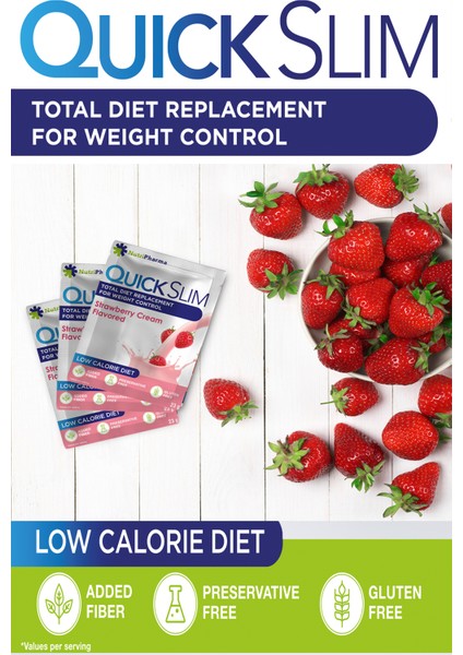 Quick Slim Çilek (Strawberry Cream) Aromalı, 23G X 30 Saşe