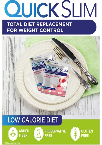 Quick Slim Çilek (Strawberry Cream) Aromalı, 23G X 30 Saşe