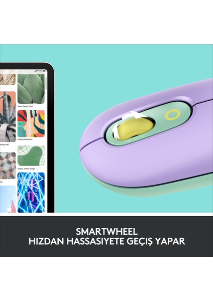 POP Mouse Daydream Emoji Tuşlu Sessiz Kablosuz Mouse - Mint&Lila