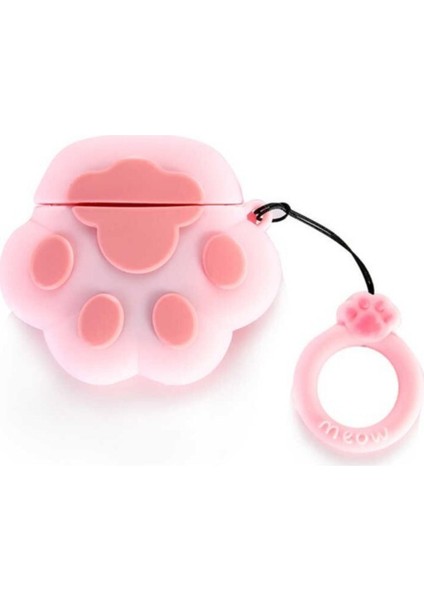 Apple Airpods 1 ve 2. Nesil Kılıf 3D Çizgi Karakter Silikon Kulaklık Kılıfı - 1 ve 2. Nesil Pembe Pati