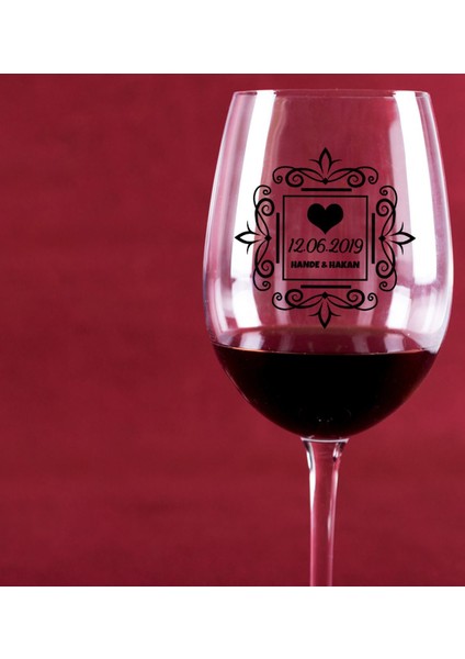 Kişiye Özel Çift Isimli Renkli Baskılı Şarap Kadehi - 1