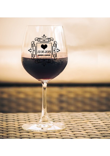 Kişiye Özel Çift Isimli Renkli Baskılı Şarap Kadehi - 1 modelleri