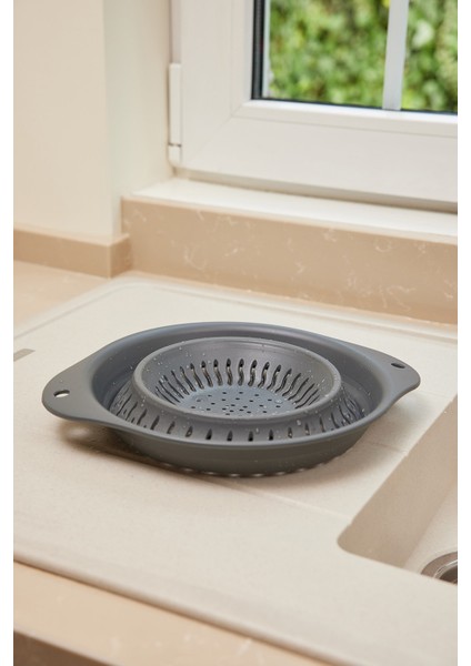 Happy Life Katlanılabilir Süzgeç Koyu Gri