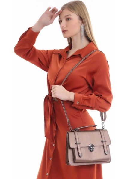 Kadın Gri Tokalı El ve Omuz Çantası fiyatları