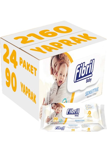 Islak Havlu Mendil 90 Yaprak Baby Sensitive Plastik Kapaklı (24 Lü Set) 2160 Yaprak