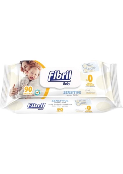 Islak Havlu Mendil 90 Yaprak Baby Sensitive Plastik Kapaklı (9 Lu Set) 810 Yaprak