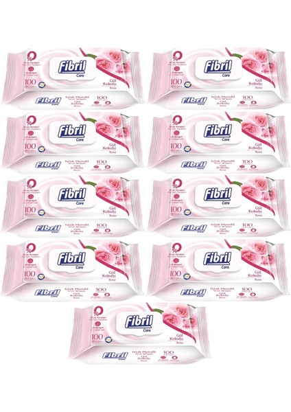 Islak Havlu Mendil 100 Yaprak Gül Plastik Kapaklı (9 Lu Set) 900 Yaprak