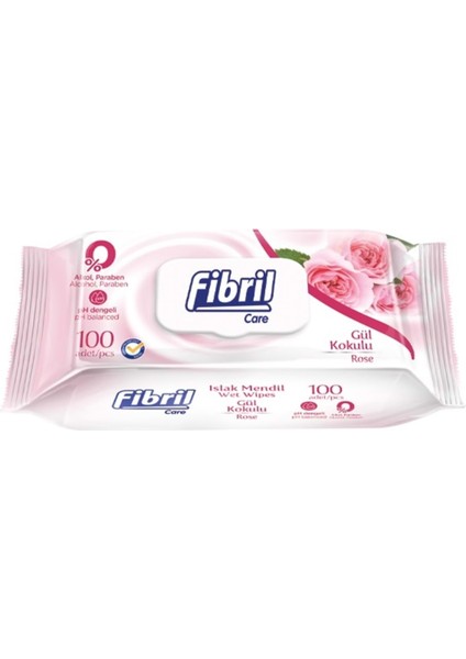 Islak Havlu Mendil 100 Yaprak Gül Plastik Kapaklı (9 Lu Set) 900 Yaprak