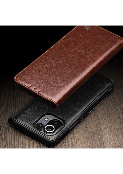 Xiaomi Mi 11 Için Cüzdan Tasarımlı Hakiki Deri Telefon Kılıfı - Siyah (Yurt Dışından) fiyatları